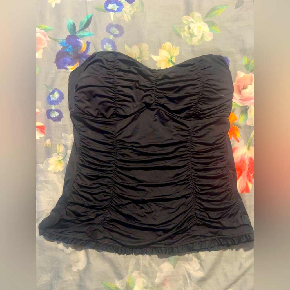 Betsey Johnson Black Tankini Swim Top